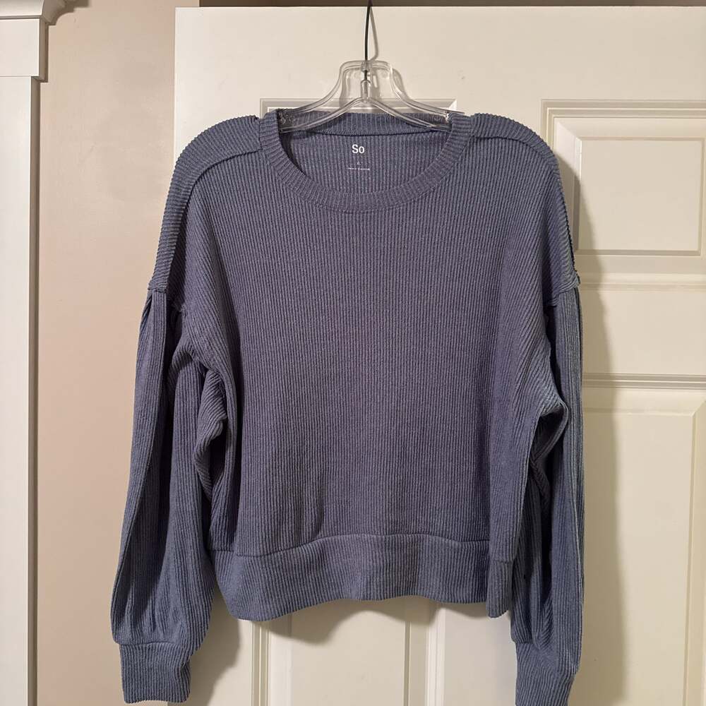 Juniors' SO Cozy Soft Balloon-Sleeve Top Size XS - Heather Blue